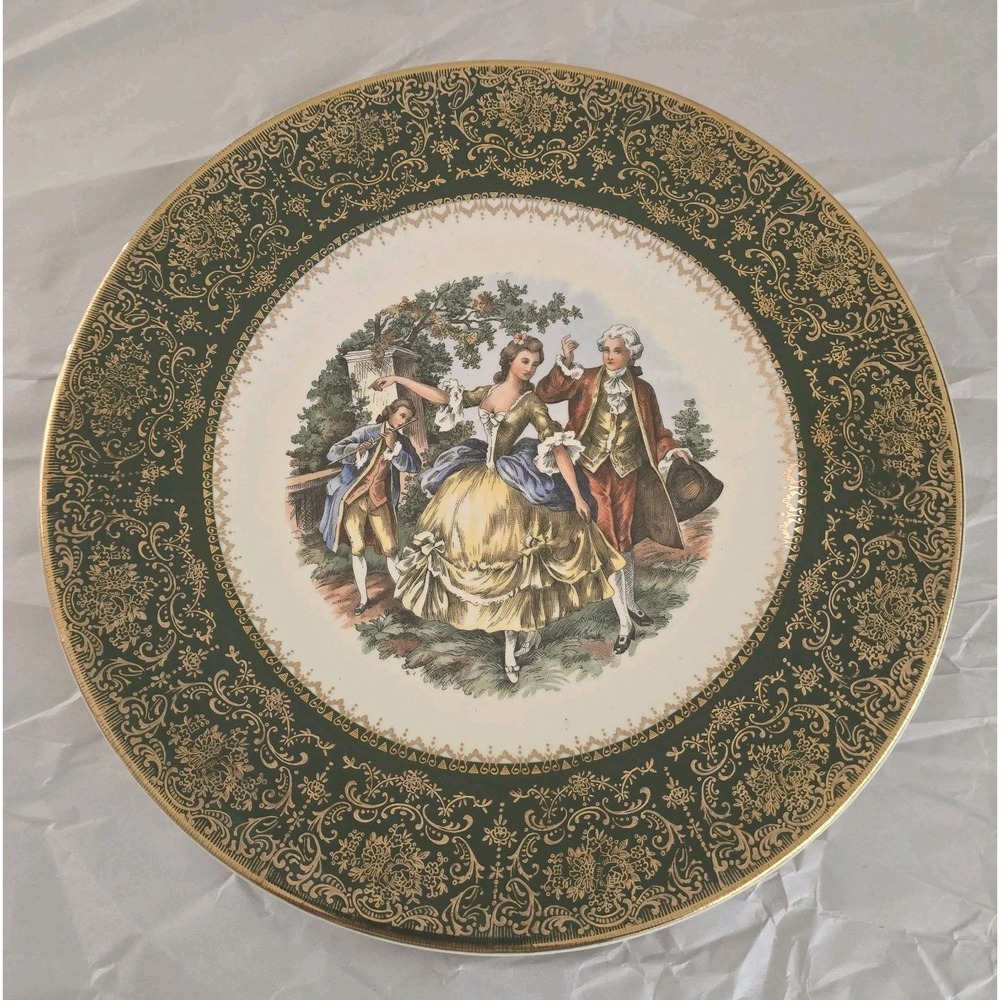 VINTAGE ROYAL CHINA INC. WARRANTED 23-K-GOLD COLONIAL 11 1/8" SERVING PLATE